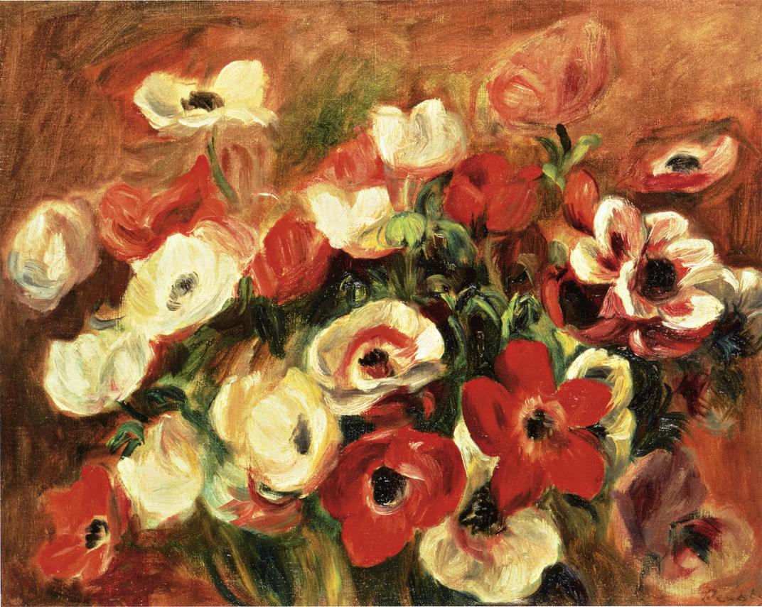 Spray of Anemones - Pierre-Auguste Renoir painting on canvas